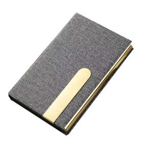 Porte-cartes promotionnel pour affaires, porte-cartes d'identité, pour hommes et femmes, en cuir PU avec porte-cartes de visite en métal - Product Image 1