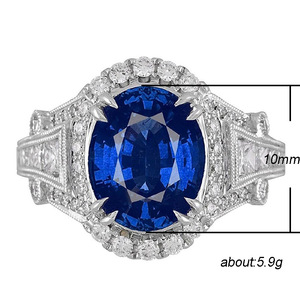 Anello vintage con pietra blu cava per donna, gioielli alla moda dal design elegante intarsiato - Product Image 5
