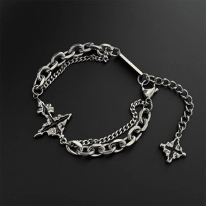New Arrival Y2K Style <b>Stainless</b> <b>Steel</b> Black Cross Bangle Urban Fashion Skatewear <b>Bracelet</b> Gift for <b>Men</b> Women Teens Customizable - Product Image 2