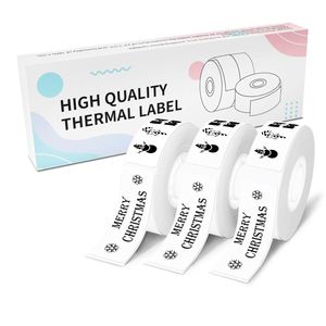 14mm X 40mm Thermal Self-Adhesive Label <b>Tape</b> 180 Labels/Roll Silicone for Home School Black on <b>White</b> - Product Image 1