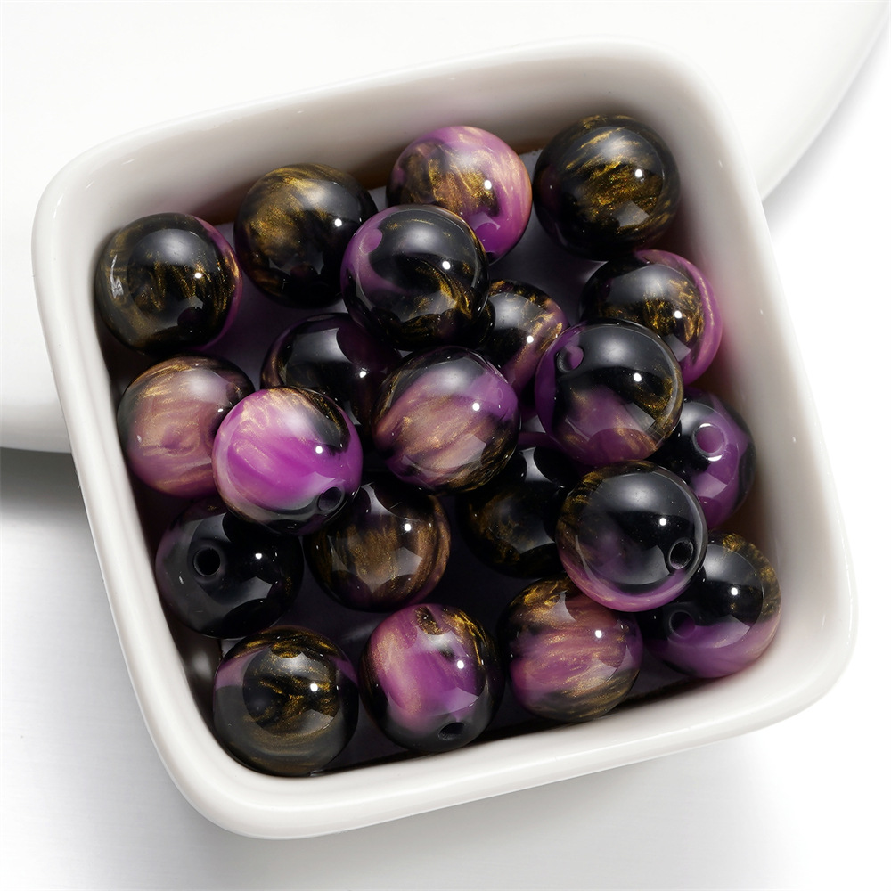 Perles nuage bicolores noires et violettes