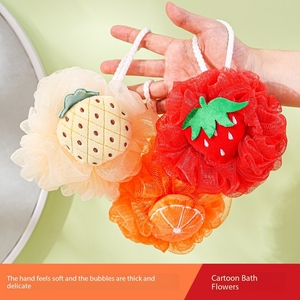 Zenidoo Creative Modern Flower-Shaped Fruit Bath Ball Cute PE Foam Tennis <b>Scrubbing</b> Bath Ball Hanging Design for Children Adults - Product Image 4