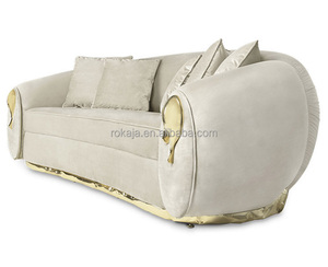 Thiết kế sang trọng bằng đồng da sofa Set hiện đại 1 2 3 chỗ ngồi sofa Trung Đông biệt thự phòng khách phong cách Mỹ cắt ghế - Product Image 4