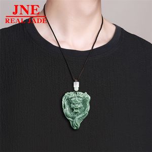 Pendentif en jade de dragon du zodiaque atmosphérique, de type émeraude naturelle, vert haricot, tridimensionnel, dominant, pour homme et femme - Product Image 4