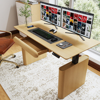 Bureau assis-debout moderne à double moteur en bois massif, conversion modulaire, ergonomie, hauteur réglable, bureau électrique assis-debout