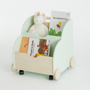 Conteneur à livres 2 en 1, marcheur vert à pousser, bibliothèque en bois massif pour bébé, meubles de chambre d'enfant, bibliothèque au sol, bibliothèque en bois - Product Image 1