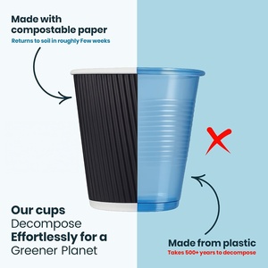 Couvre-gobelet en papier kraft pour café chaud, personnalisé avec logo, de qualité alimentaire, recyclable, jetable, à double paroi, imperméable, 6oz/8oz/12oz/16oz/20oz - Product Image 3