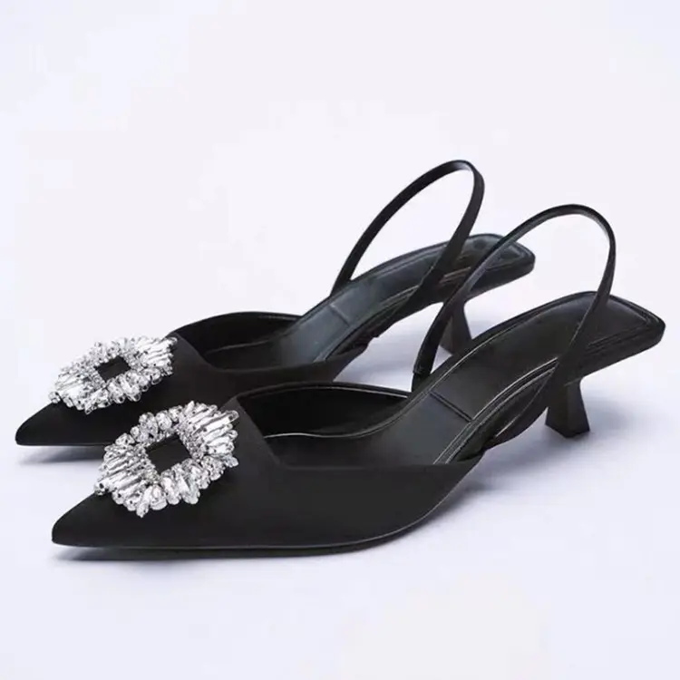 2022 Zomer Nieuwe Collectie Puntschoen Stiletto Groothandel Custom Strass Sandalen Dames Schoenen Hakken