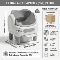 Bac à litière pour chat entièrement fermé, intelligent et automatique, extra large, espace intérieur de 100 L, auto-nettoyant, matériau PP/ABS, contrôle par application, forme ovale