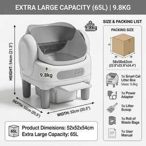 Fully Enclosed Automatic Cat Litter Box Extra Large Self Cleaning Cat Pot 1.Self-Cleaning Cat Toilet with App Control - Product Image 5
