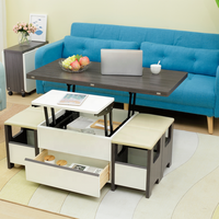 Table basse/table à thé/table à manger multifonctionnelle en bois avec plateau relevable et tabourets, meubles de salon/salle à manger