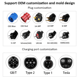 TIMEYES CE 认证智能电动汽车充电器 NEMA 5-15 插头便携式充电站 7KW Type 1/Type 2/GB/T/ APP 控制 - Product Image 2