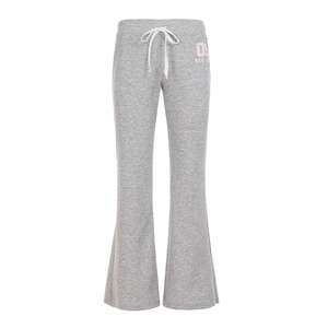 Color Block Letter Print Knit Pants <b>Drawstring</b> Waist Flared Leg Loose Fit <b>Trousers</b> Women Casual Sporty Versatile Long Pants - Product Image 6