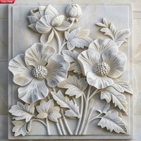 YOUFINE Décoration murale élégante en marbre blanc avec relief floral pour villa