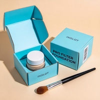 Boîte d'emballage de maquillage cyan en gros, personnalisée, avec impression et pelliculage mat, en carton ondulé, pour produits de beauté
