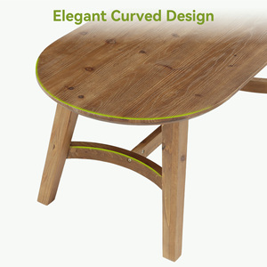 Mesa de Centro Ovalada de 47 Pulgadas, Madera de Pino Sólida, Esquinas Suaves Aptas para Niños, Mesa Auxiliar Moderna para Sala de Estar - Product Image 4