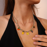 Collier et bracelet de style européen et américain 2026, motif tranche de citron avec effet goutte d'huile, accessoires de bijouterie, Air Frais