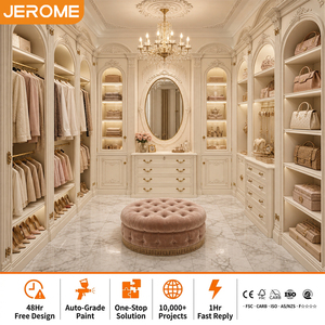 Système de dressing intégré sur mesure haut de gamme, style européen français, en bois massif blanc, design moderne et luxueux - Product Image 1