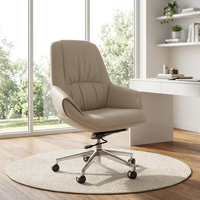 Chaise en cuir de bureau moderne de direction à dossier moyen pivotant de luxe réglable avec amovible pour le patron