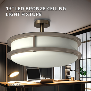 Saturn 13-Inch Flush Mount LED <b>Ceiling</b> <b>Light</b> Fixture Oil Rubbed Bronze with Dimmable Lighting for Hotel Hallway Bathroom Kitchen - Product Image 5