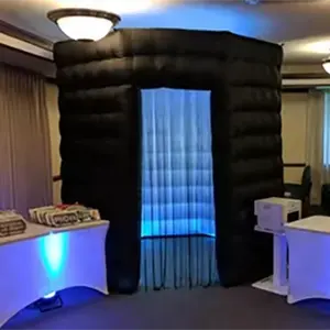 Round Shape 360 Photo Booth Enclosure Backdrop RGB LED Lights Portátil Inflável Photo Booth para Party Wedding Event
