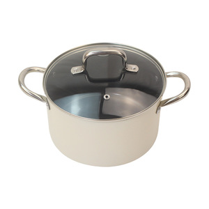 Double-Handled Non-Stick <b>Soup</b> <b>Pot</b> 22Cm White 3.1-4L Lidded Stewing <b>Pot</b> - Product Image 1