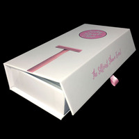 Boîte d'emballage d'affichage en carton rigide magnétique mat personnalisable pour rasoir avec incrustation en mousse EVA blanche et stratification mate
