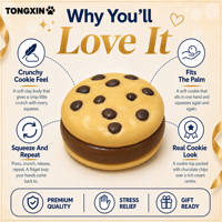 Lot de jouets Squishies TONGXIN en pâte à modeler, motif cookie aux pépites de chocolat, croustillants, anti-stress, vente en gros