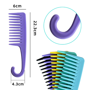 Peigne à <span class=keywords><strong>cheveux</strong></span> à dents larges Grand peigne en plastique avec queue courbe pour démêler les <span class=keywords><strong>cheveux</strong></span> - Product Image 4