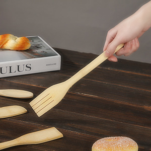 Bamboo Cooking Utensil Set 5 Pieces Wooden Spatula Spoon Kitchen Tools For Stirring Serving - Product Image 4