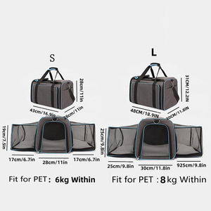 Sac de transport portable <span class=keywords><strong>en</strong></span> maille et polyester pour chats et petits chiens - Sac de voyage extensible et respirant avec fermeture éclair pour voiture ou <span class=keywords><strong>avion</strong></span> - Product Image 4