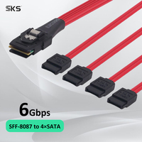Cavo Mini SAS SFF-8087 a 4X SATA 7Pin 6Gbps SATA3, Cavo di Connessione Interno per Server, Scheda RAID, NAS, HDD, SSD