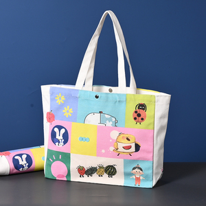 <strong>Colorful</strong> <strong>Cartoon</strong> Print Canvas Tote <strong>Bag</strong> with Cute Animal Design for Kids and School Use - Product Image 1