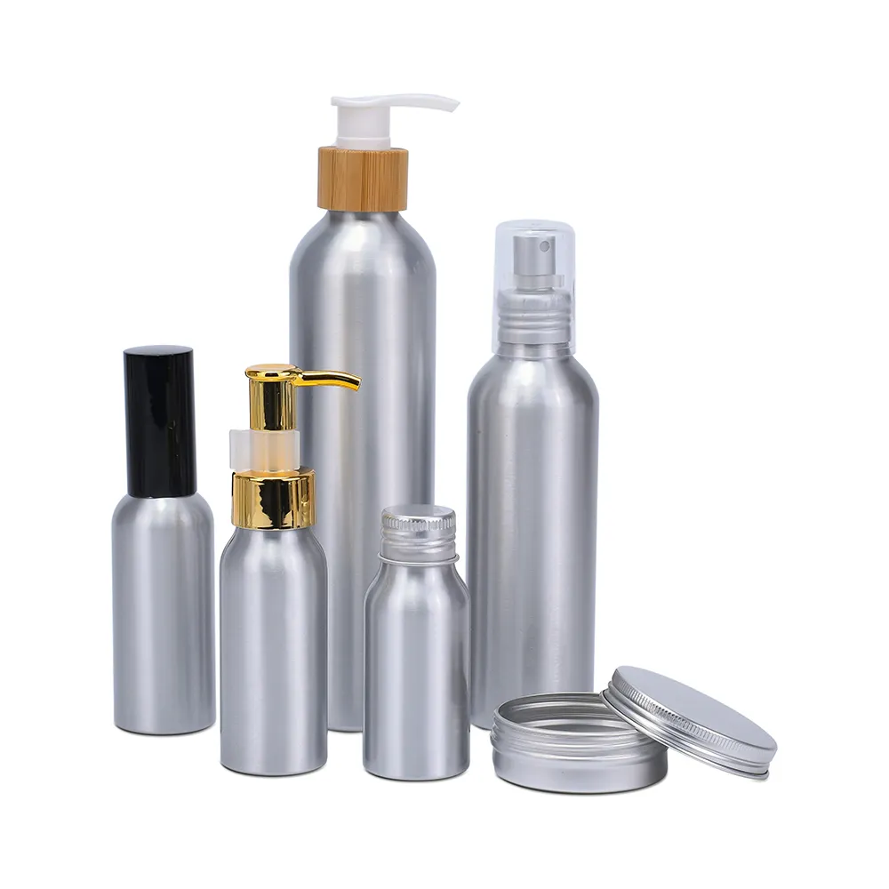 Emballage métallique 30ml 50ml 60ml 80ml 100ml 120ml 150ml flacon pulvérisateur en aluminium pour huile