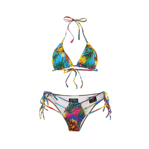 Set bikini HDJ con stampa tropicale, spalline regolabili, allacciatura incrociata sul collo, laccetti laterali, costume da bagno da donna, taglia 42 44 46 48 - Product Image 4