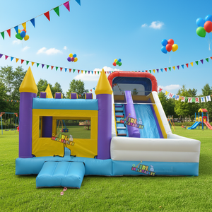 Château gonflable en bâche PVC avec filet de sécurité pour aire de jeux extérieure - Product Image 1