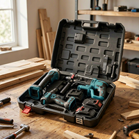 Ensemble d'outils électriques sans fil au lithium rechargeable avec perceuse à percussion, meuleuse d'angle et clé à chocs