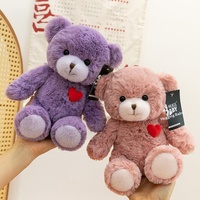 Peluche ours en peluche brodée mignonne avec cœur - Cadeau de la Saint-Valentin pour soulager le stress et s'endormir dans les bras