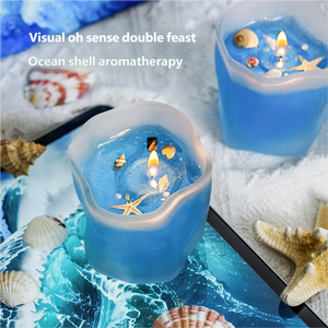 Nouvelles bougies parfumées sur le thème de l'océan 2026 avec coquillages, bougies en gel de coquillages océaniques faites à <span class=keywords><strong>la</strong></span> main, coffrets cadeaux pour filles - Product Image 2