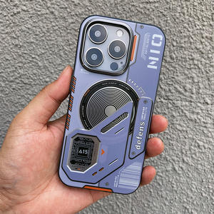 HANTANG pour 15 <span class=keywords><strong>Pro</strong></span> <span class=keywords><strong>Max</strong></span> TPU+PC Anneau magnétique antichoc Mat Compatible 5G Étui de protection - Product Image 5