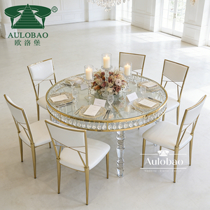 Chaises événementielles de luxe en acier inoxydable coussin en cuir design rococo mariage - Product Image 5