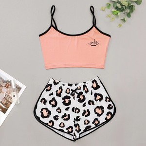 Conjunto <span class=keywords><strong>de</strong></span> <span class=keywords><strong>Pijama</strong></span> <span class=keywords><strong>de</strong></span> Verano para Mujer, Dos Piezas, Camiseta sin Mangas Térmica y Transpirable, Pantalones Cortos con Cintura Elástica, Diseño Sólido y Bonito - Product Image 3