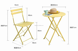 <span class=keywords><strong>Table</strong></span> rectangulaire pliable moderne et durable en fer avec quatre chaises à lattes pliables, empilables, résistantes aux intempéries, <span class=keywords><strong>pour</strong></span> petit espace extérieur ou parc - Product Image 4