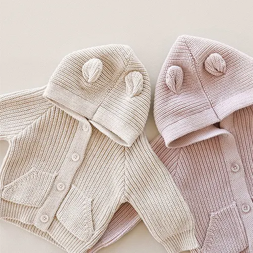 Mantel Anak-anak Lembut Kustom untuk Musim Dingin Hangat Musim Dingin Sweter Rajutan Bayi Jaket Katun Anak-anak Balita Kardigan Rajut Bayi