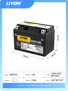 Batterie de démarrage pour moto AGM au plomb-acide 6MFZ12 Nano Gel Haute performance <span class=keywords><strong>Prix</strong></span> bas Haute CCA 12V 11.2Ah - Product Image 3