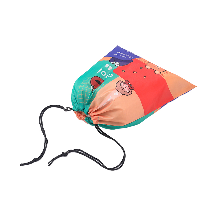 High Quality Sports Promotional Cartoon Printed Waterproof 210D  Polyester Drawstring Bag for Children