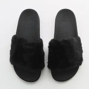 Wholesale high quality artificial fur slippers indoor plush slippers Indoor drag