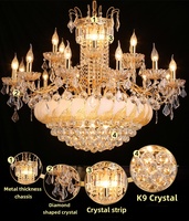 Lustre en cristal K9 de luxe, style rétro européen Landu, de haute qualité, pour salle à manger.