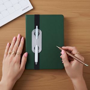 <b>Notebook</b> Pen Holders Detachable PU Leather Pen Holder Sleeve Heart Design Elastic Band Pen Clip for Journal Planner - Product Image 2