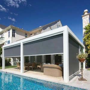 Persianas Enrollables Modernas para Interiores/Exteriores, de Aleación de Aluminio, Impermeables, Protección Contra el Viento y el Sol, para Puertas de Patio - Product Image 1